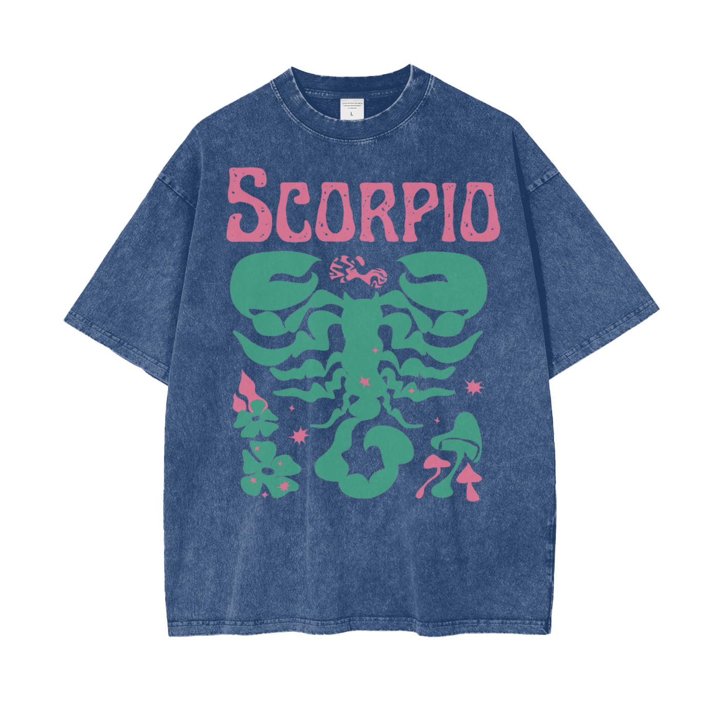 Zodiac Scorpio Psychedelic Unisex Oversized Snow Washed T-Shirt