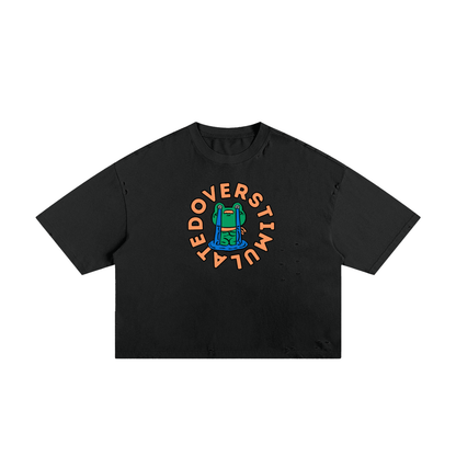 Overstimulated Frog Unisex Classic Frayed Boxy Tee