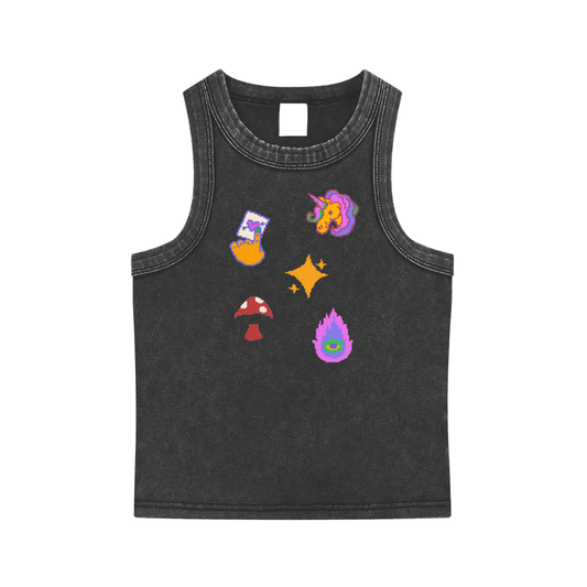 Game Icons Unicorn Snow Washed Tank Top