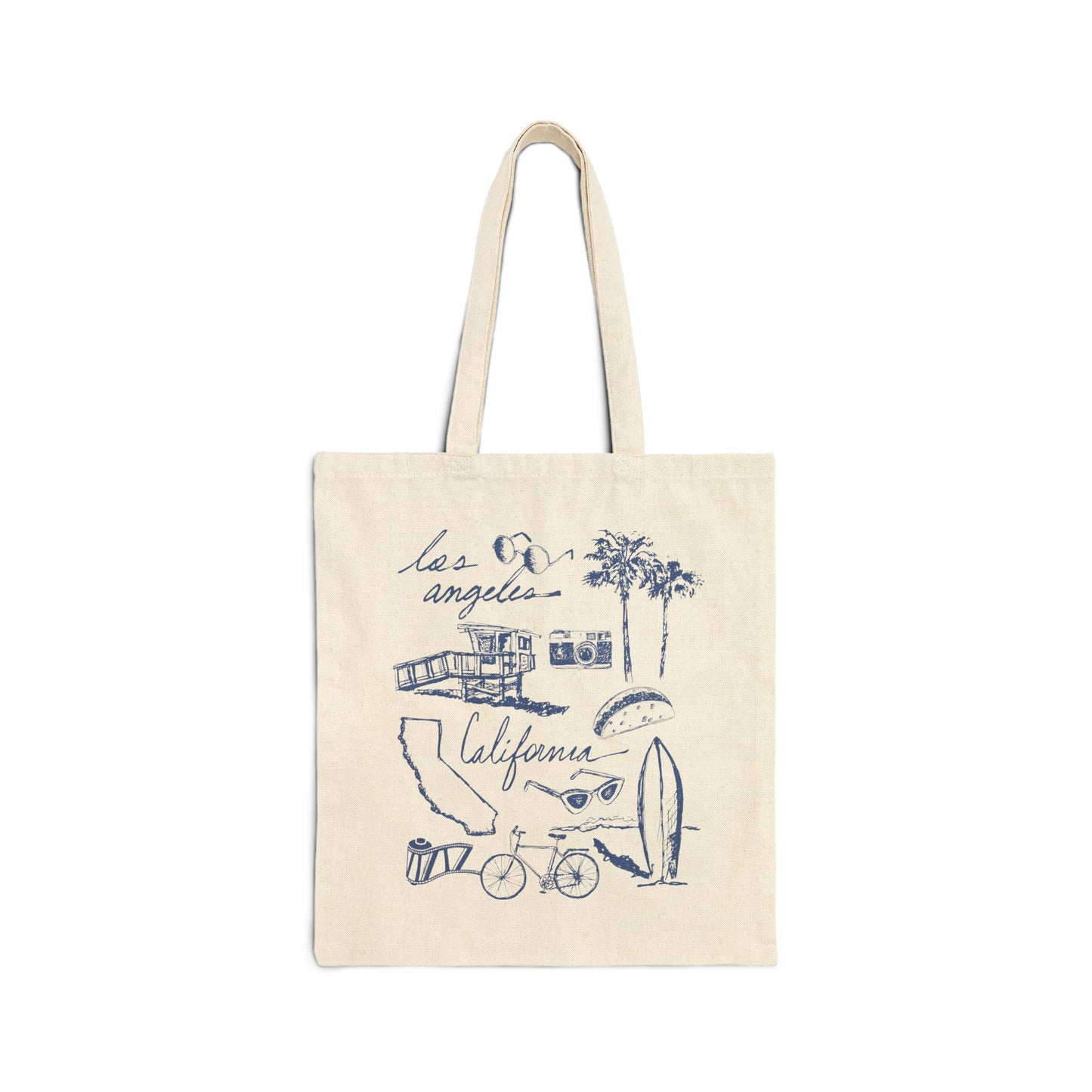 Los Angeles Cali Sketch Art Cotton Canvas Tote Bag
