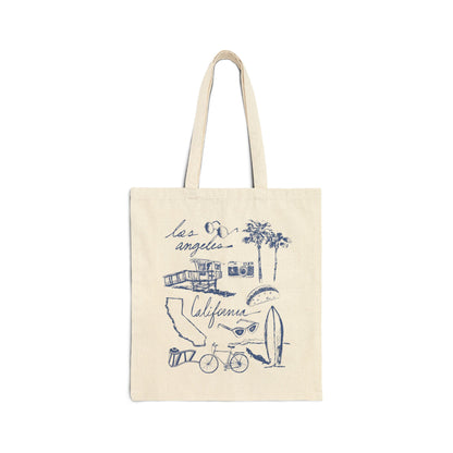Los Angeles Cali Sketch Art Cotton Canvas Tote Bag