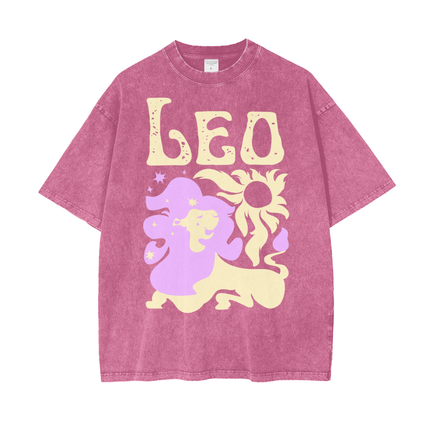 Zodiac Leo Psychedelic Unisex Oversize Snow Washed T-Shirt