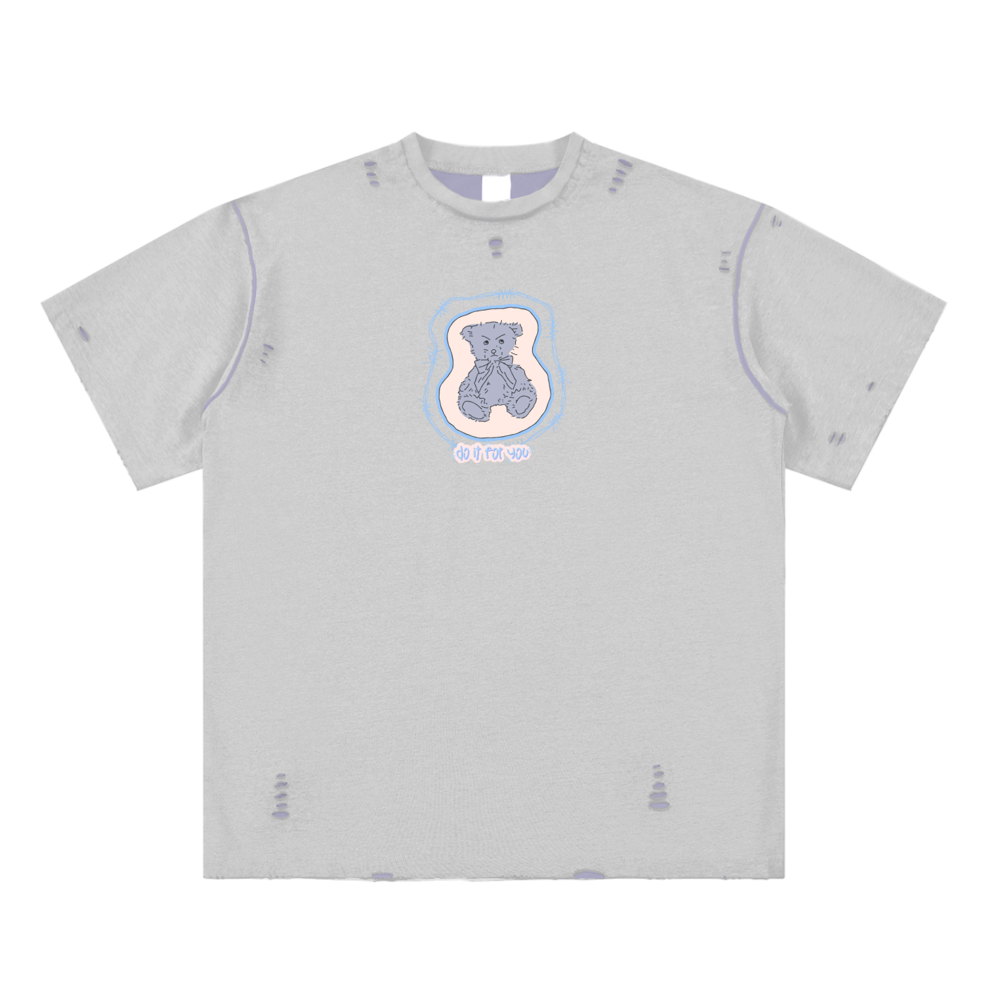 Teddy Bear,B Unisex Reversible Frayed T-shirt