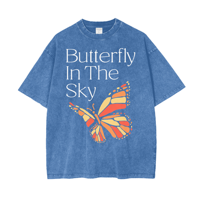 Butterfly Unisex Oversized Snow Washed T-Shirt