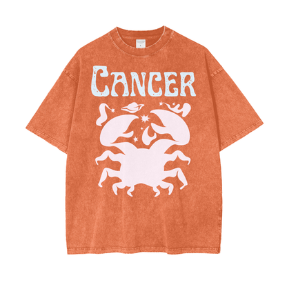 Zodiac Cancer Psychedelic Snow Washed T-Shirt