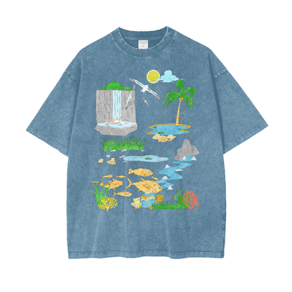 Tropical Island Unisex Oversize Snow Washed T-Shirt