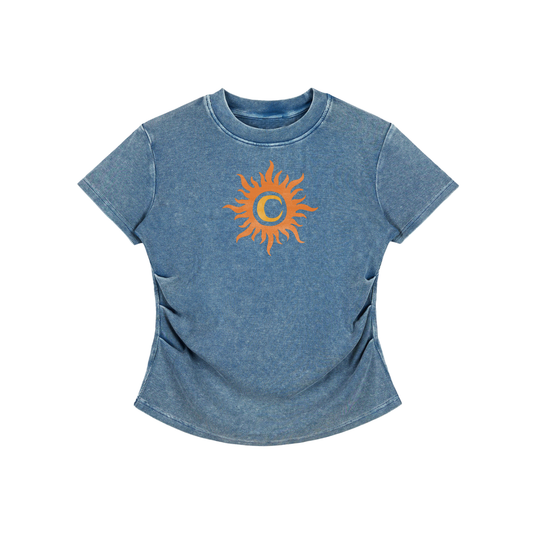 Sun Moon Vintage Washed Femme Fit Cotton T-Shirt