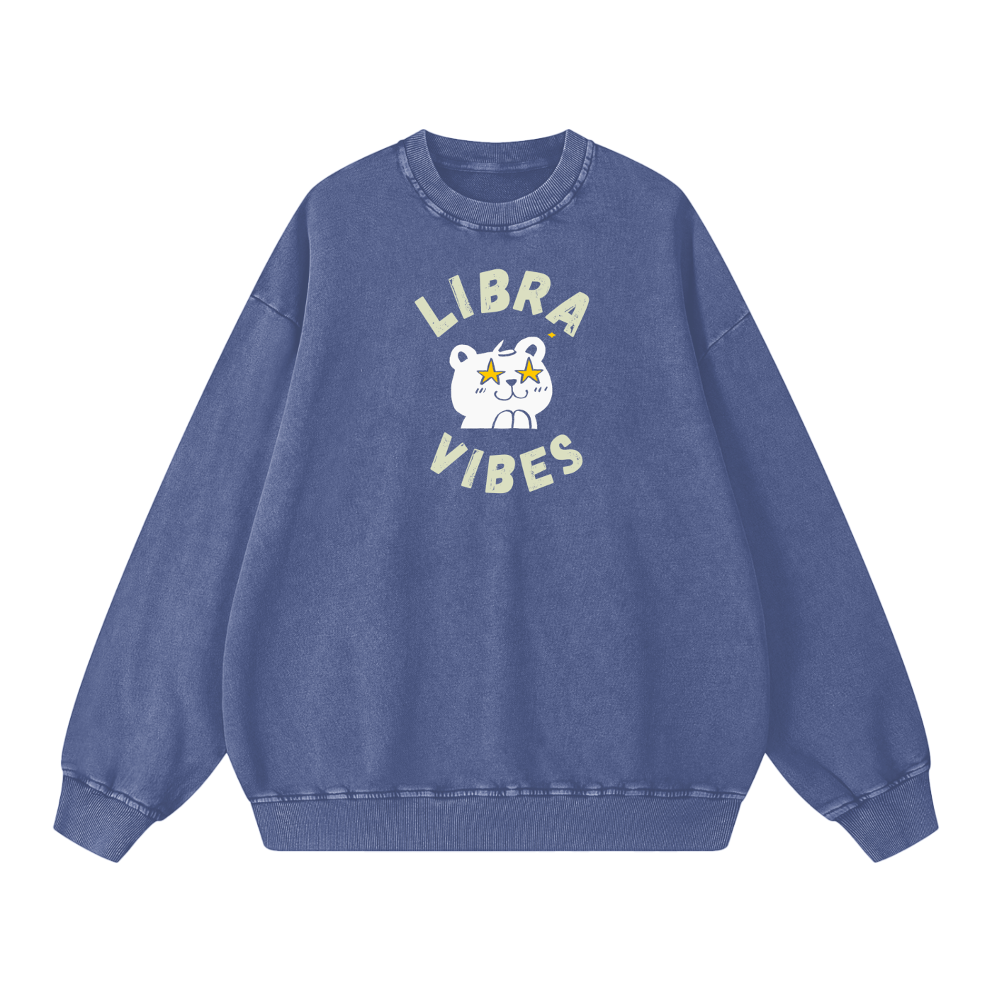 Zodiac Libra Bear Unisex Acid Wash Oversize Sweatshirt