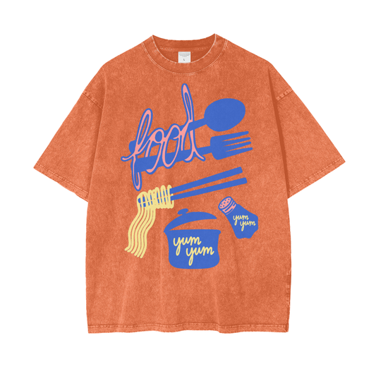 Food Yum Unisex Oversize Snow Washed T-Shirt