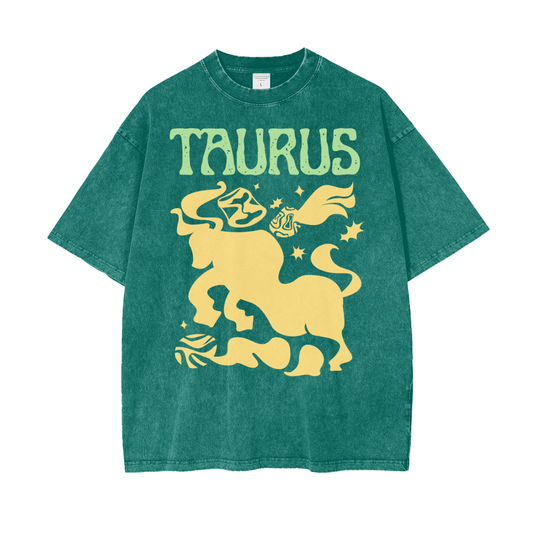 Zodiac Taurus Psychedelic Snow Washed T-Shirt