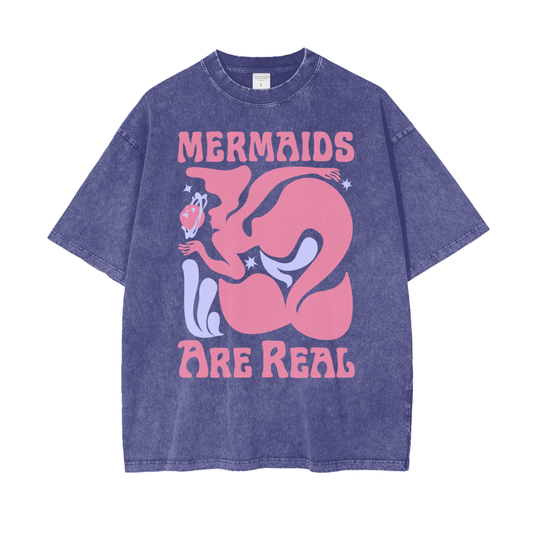 Mermaids Unisex Oversize Snow Washed T-Shirt