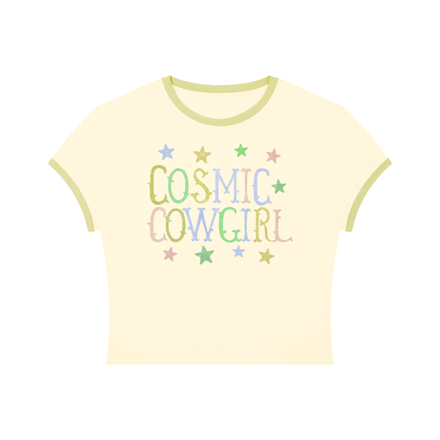 Cosmic Cowgirl Retro Women's Slim Color Rib T-Shirt