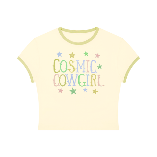 Cosmic Cowgirl Retro Women's Slim Color Rib T-Shirt