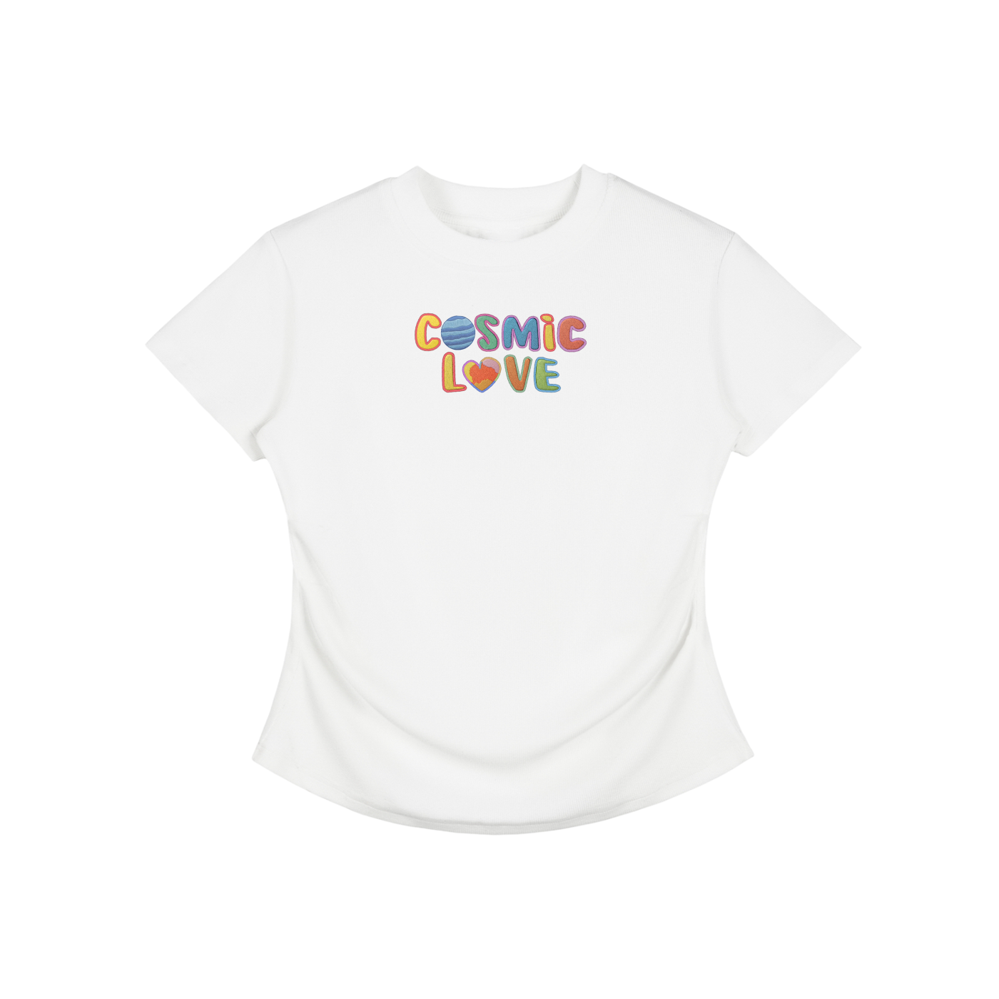 Cosmic Love Faux Embroidered Vintage Washed Femme Fit Cotton T-Shirt