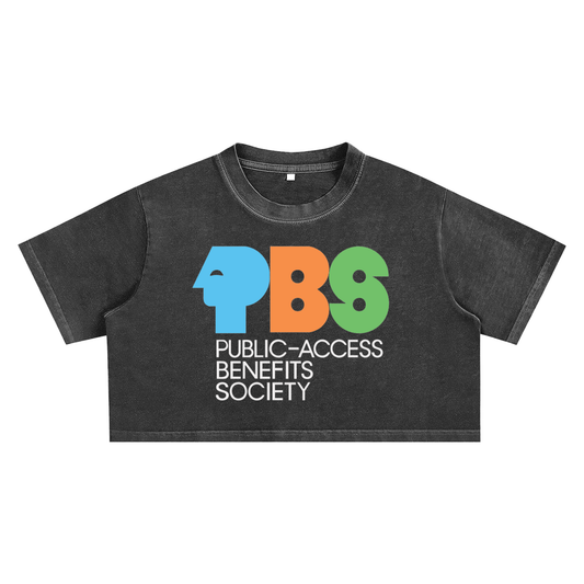 PBS Society Snow Washed Crop Top