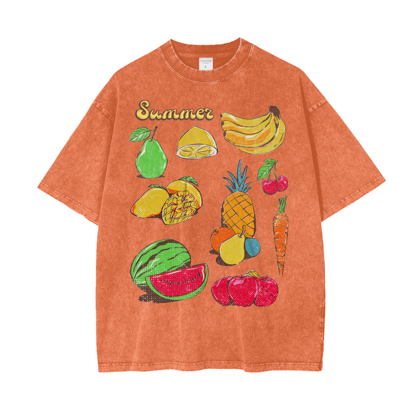 Summer Fruits Unisex Oversize Snow Washed T-Shirt