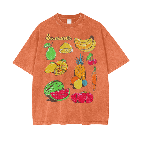 Summer Fruits Unisex Oversize Snow Washed T-Shirt
