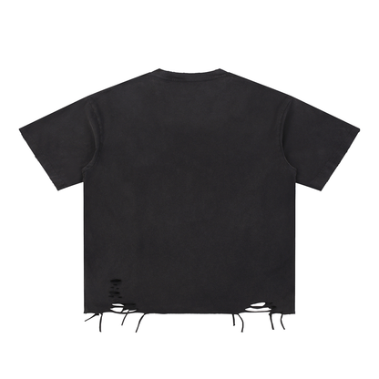 Anime No Peace Unisex Snow Washed Raw-Hem T-Shirt