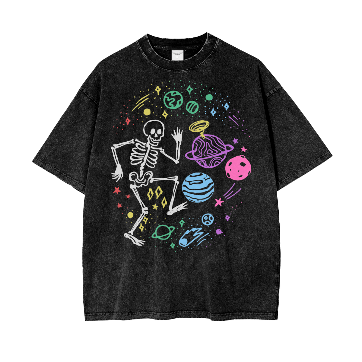 Skeleton Universe Unisex Oversize Snow Washed T-Shirt