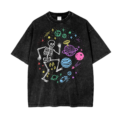 Skeleton Universe Unisex Oversize Snow Washed T-Shirt