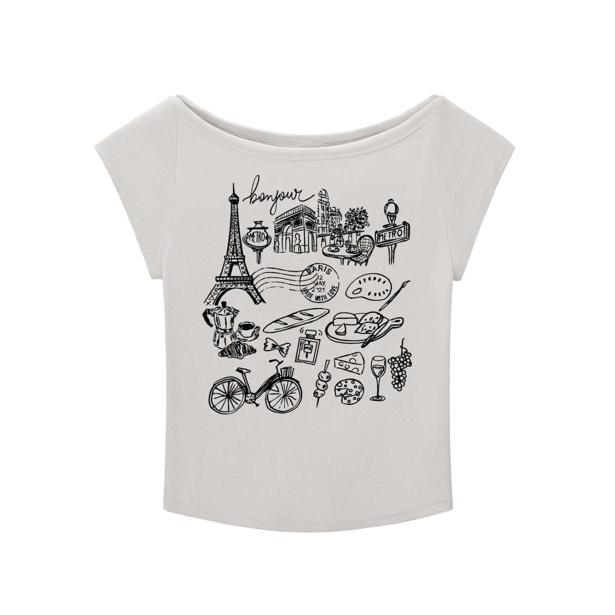 Paris France 90s Slub Lightweight Slim Fit T-shirt