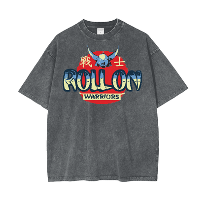 Anime Roll On Warriors Unisex Oversize Snow Washed T-Shirt