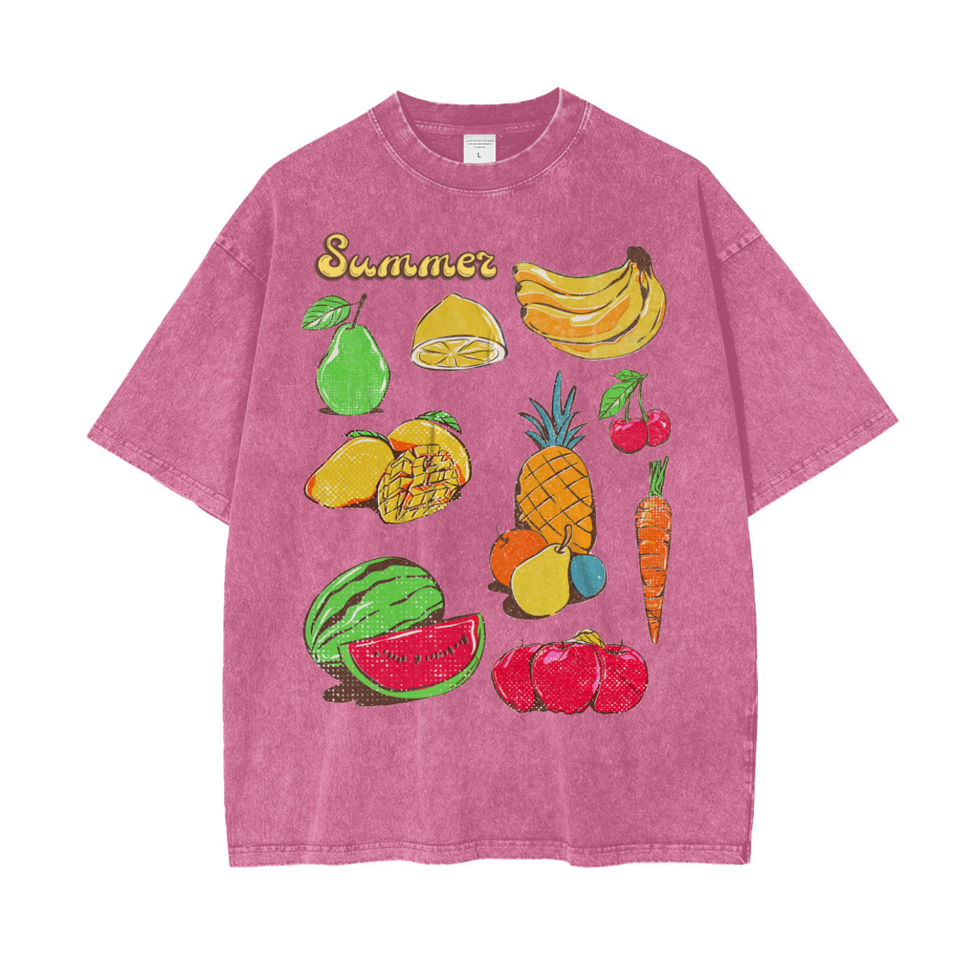 Summer Fruits Unisex Oversize Snow Washed T-Shirt