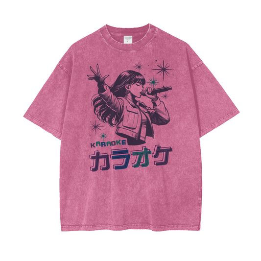 Anime Karaoke Unisex Oversize Snow Washed T-Shirt