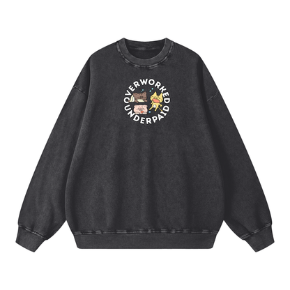 Overworked Animals Acid Wash Oversize Sweatshirt