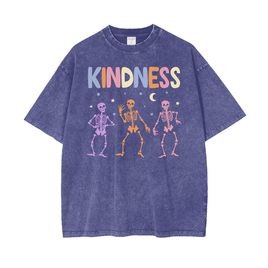 Kind Skeletons Unisex Oversize Snow Washed T-Shirt
