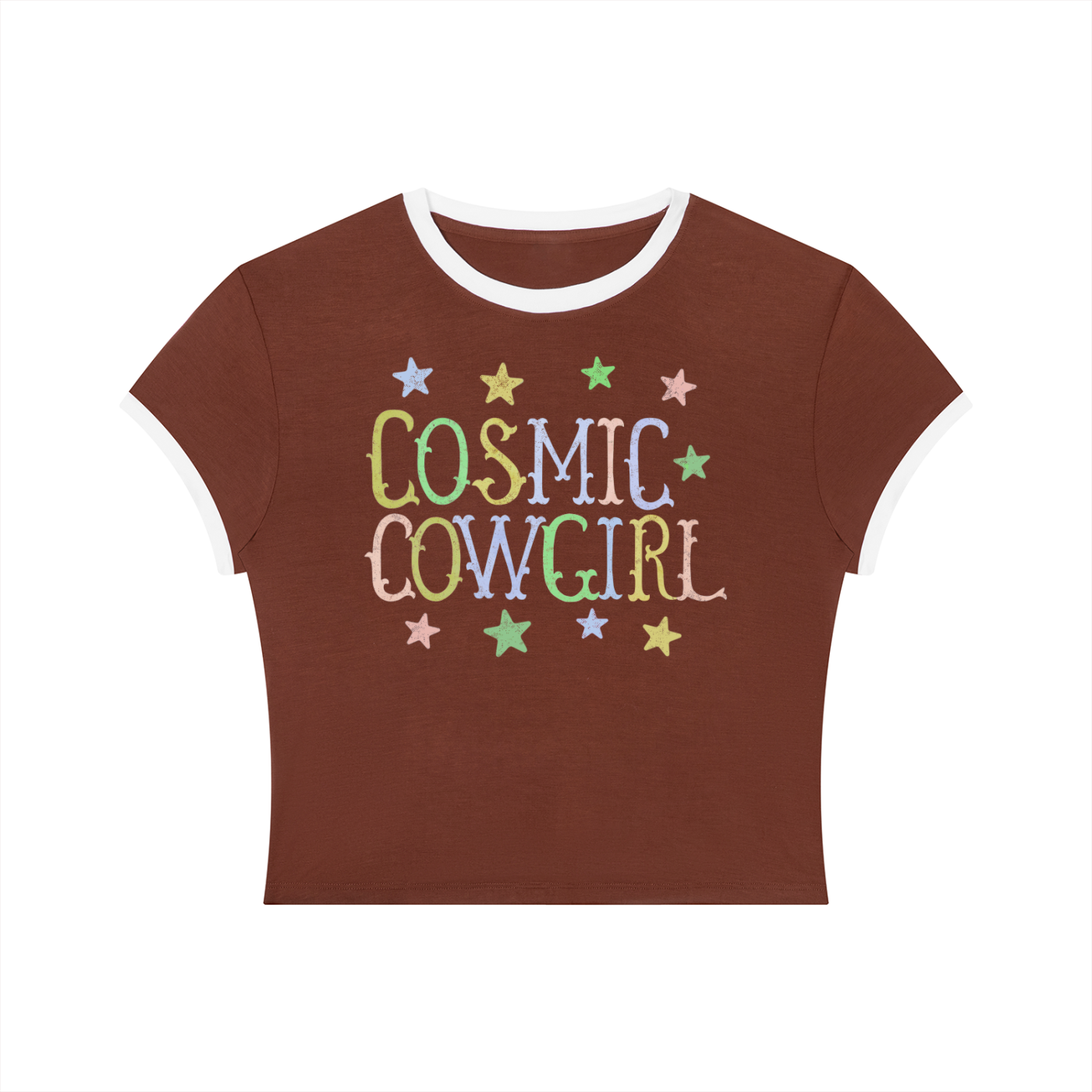 Cosmic Cowgirl Retro Women's Slim Color Rib T-Shirt