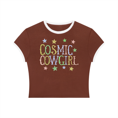 Cosmic Cowgirl Retro Women's Slim Color Rib T-Shirt