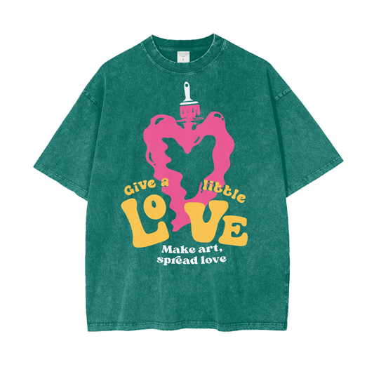 Spread Art Love Unisex Oversize Snow Washed T-Shirt