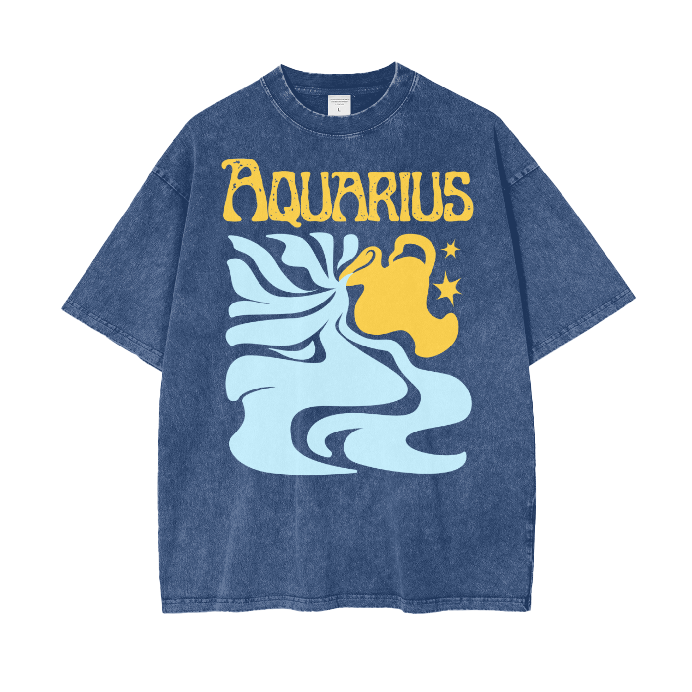 Zodiac Aquarius Psychedelic Snow Washed T-Shirt