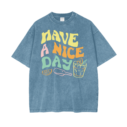 Nice Day Drinks Unisex Oversize Snow Washed T-Shirt
