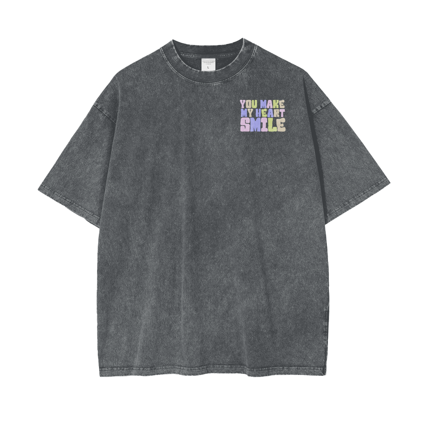 Heart Smile Unisex Oversize Snow Washed T-Shirt