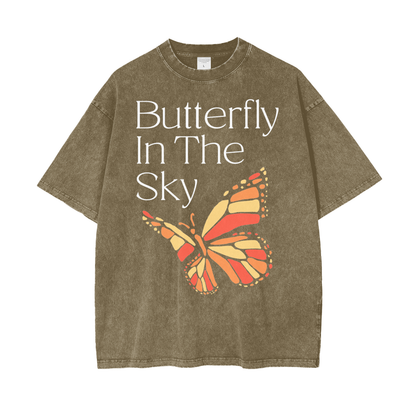 Butterfly Unisex Oversized Snow Washed T-Shirt