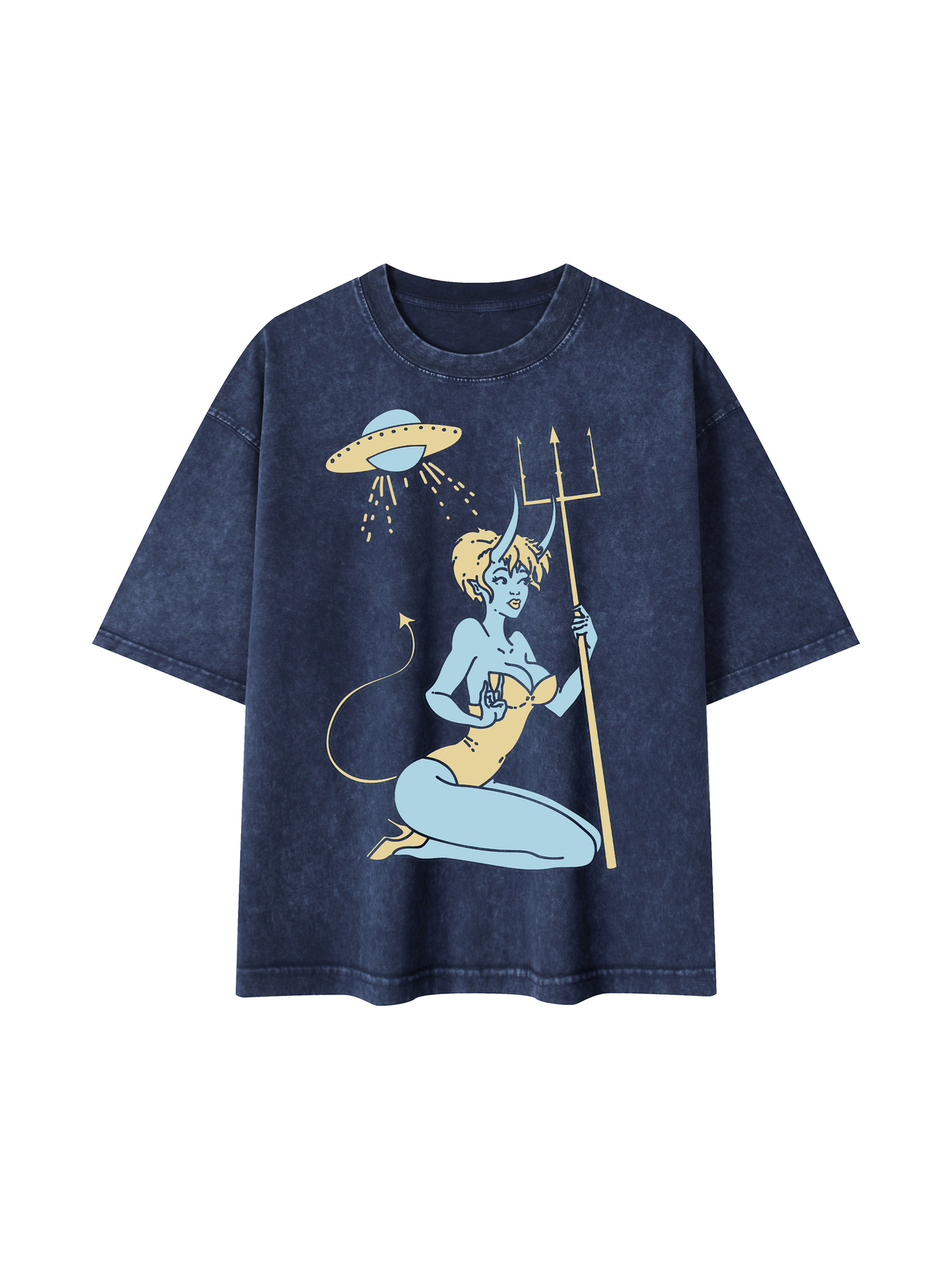 Alien Girl Mineral Wash Boxy Cotton T-Shirt