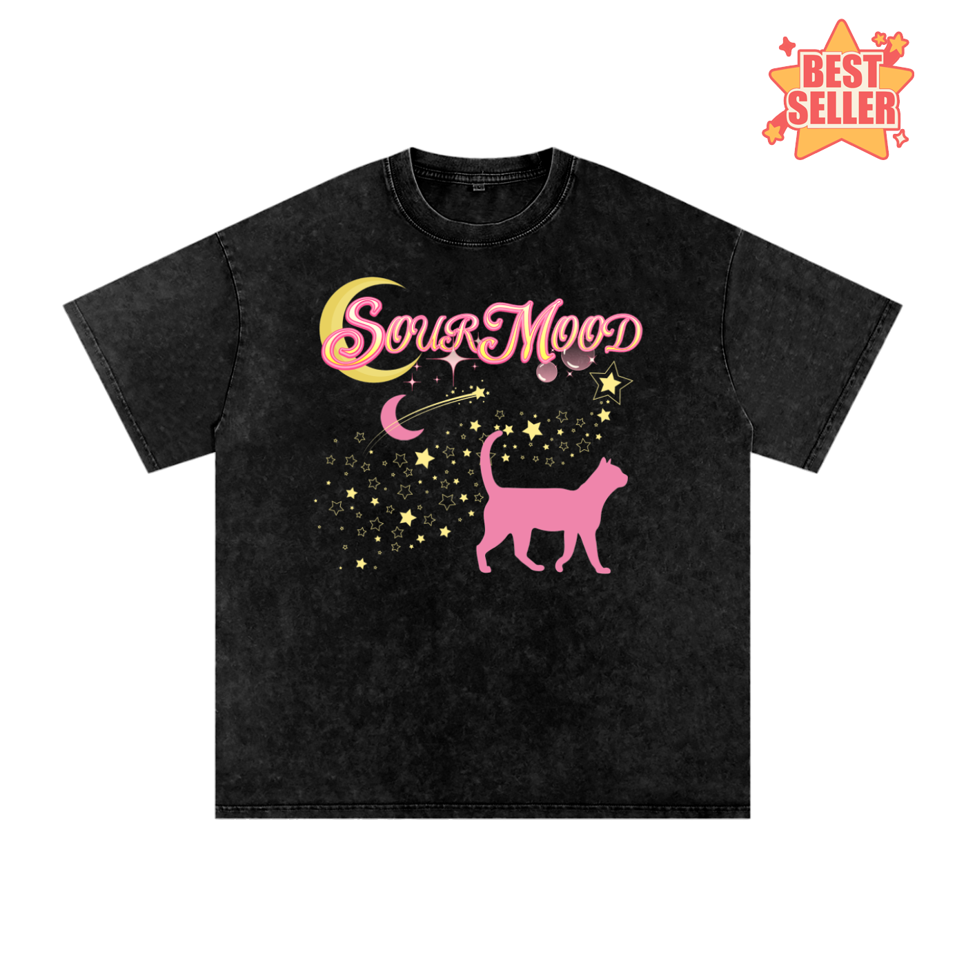 Anime Sour Mood Acid Wash Oversize T-Shirt