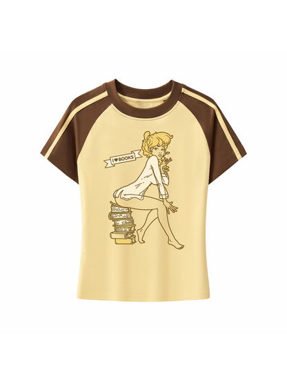 Book Nerd Retro Womens Petite Raglan T-Shirt