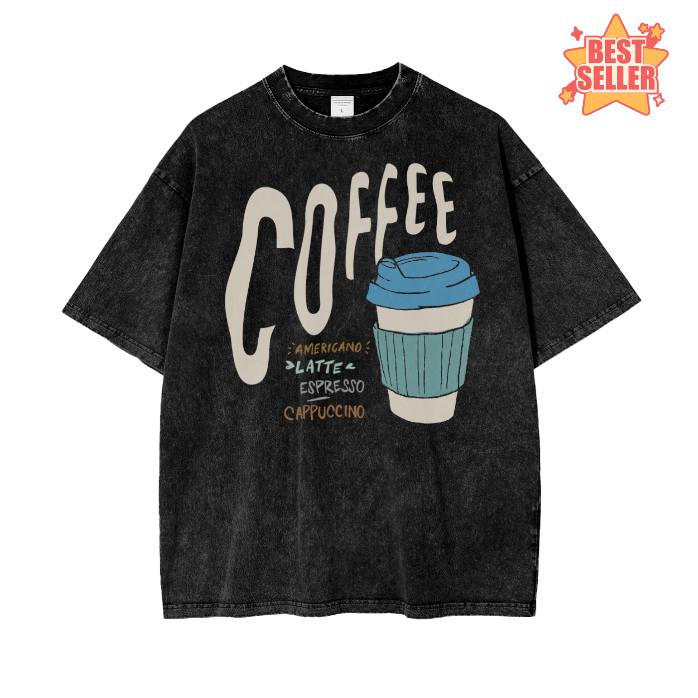 Coffee Unisex Oversize Snow Washed T-Shirt