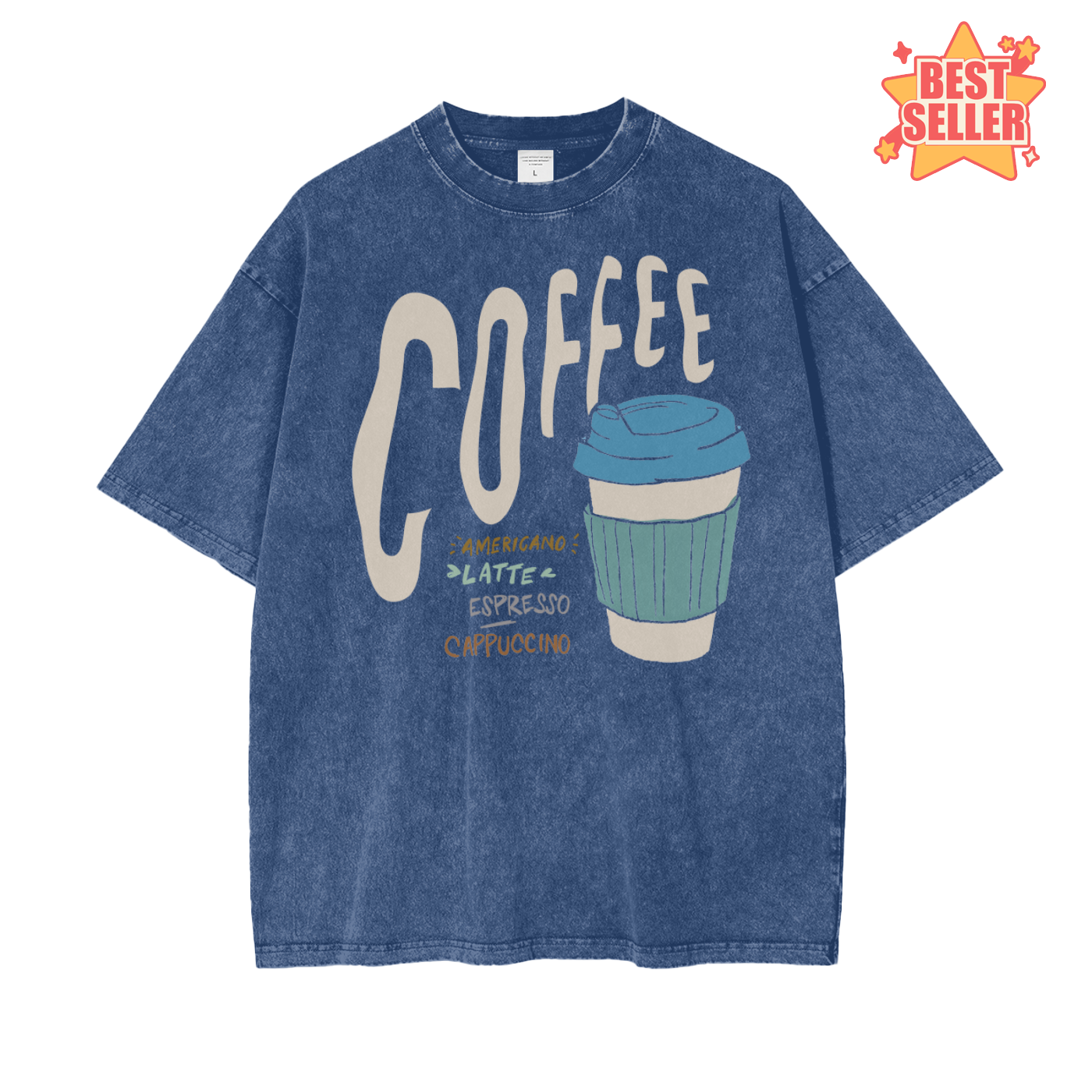 Coffee Unisex Oversize Snow Washed T-Shirt