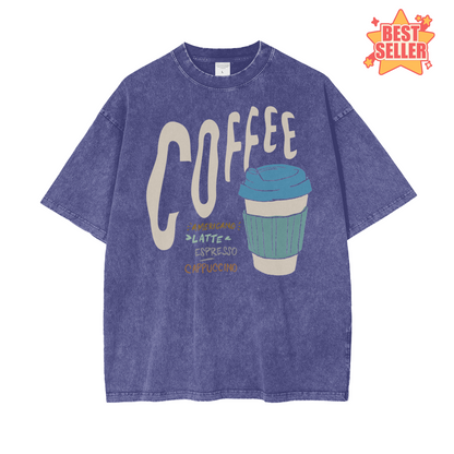 Coffee Unisex Oversize Snow Washed T-Shirt