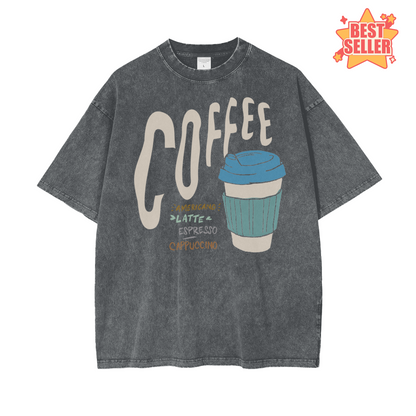 Coffee Unisex Oversize Snow Washed T-Shirt
