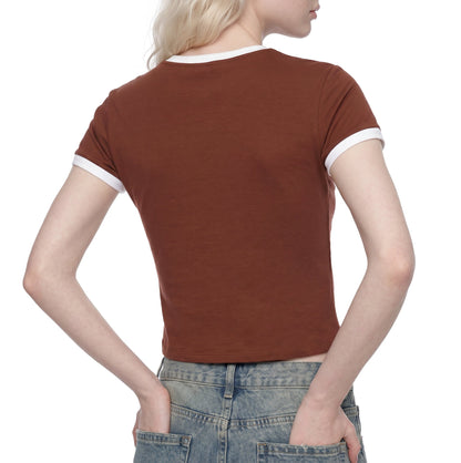 Sweet Treats Retro Women's Slim Fit Contrast Rib T-Shirt