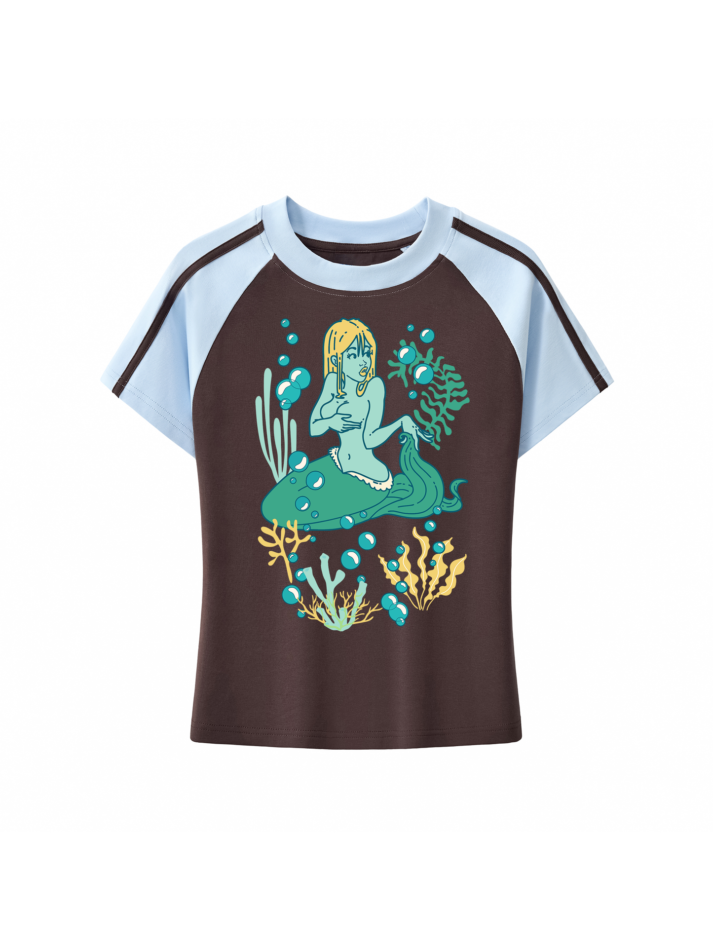Mermaid Retro Womens Petite Raglan T-Shirt
