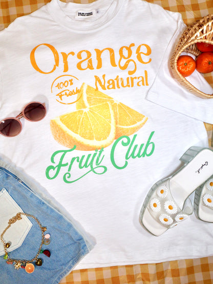 Orange Fruit Club Lightweight Slub Cotton T-Shirt
