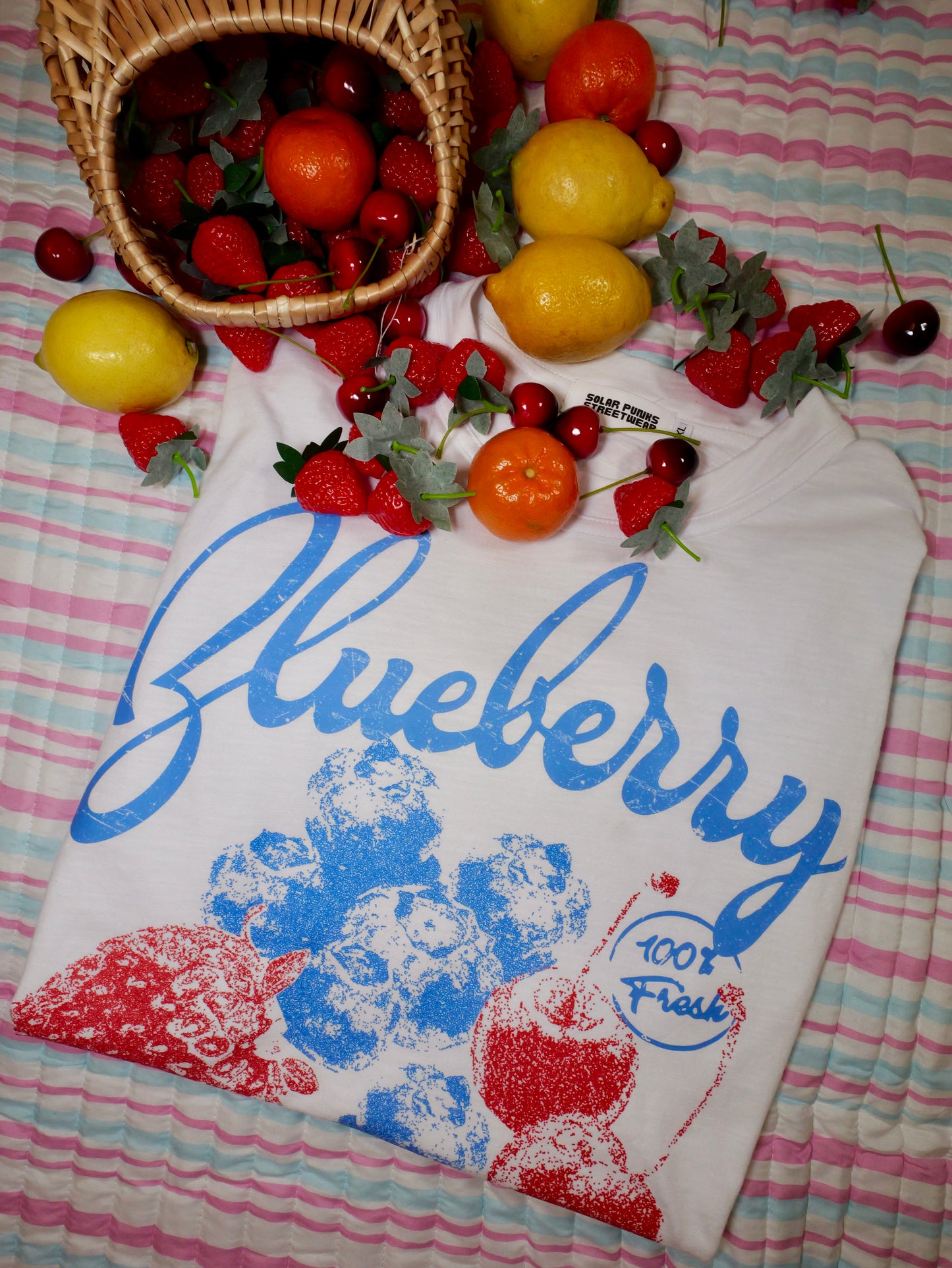 Blueberry Fruit Club Lightweight Slub Cotton T-Shirt