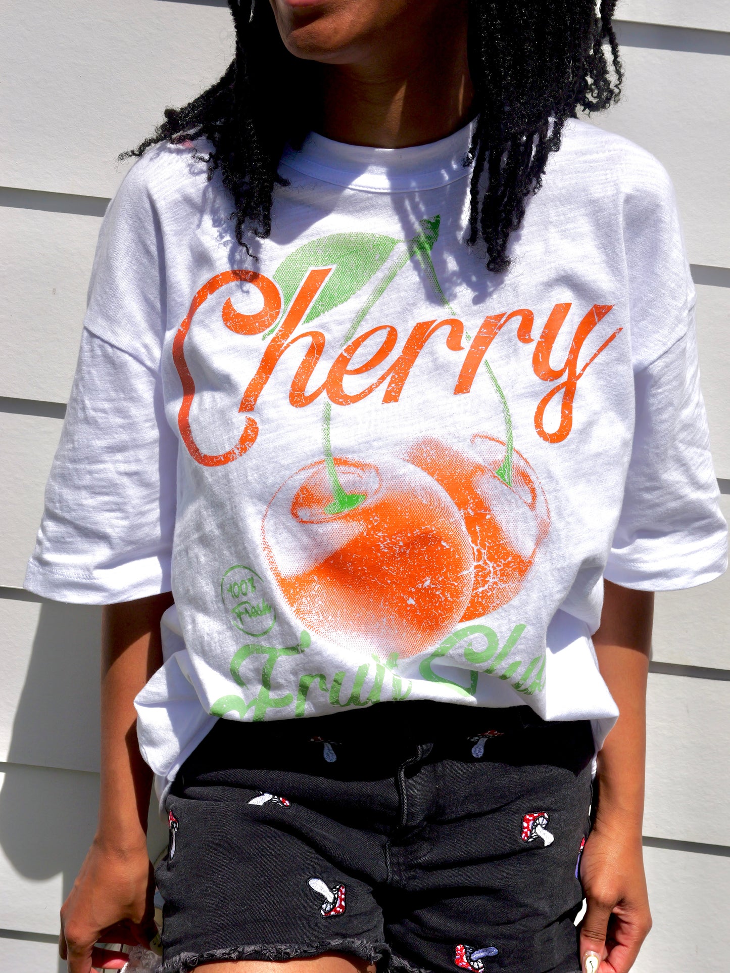 Cherry Fruit Club Lightweight Slub Cotton T-Shirt