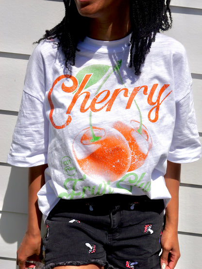 Cherry Fruit Club Lightweight Slub Cotton T-Shirt